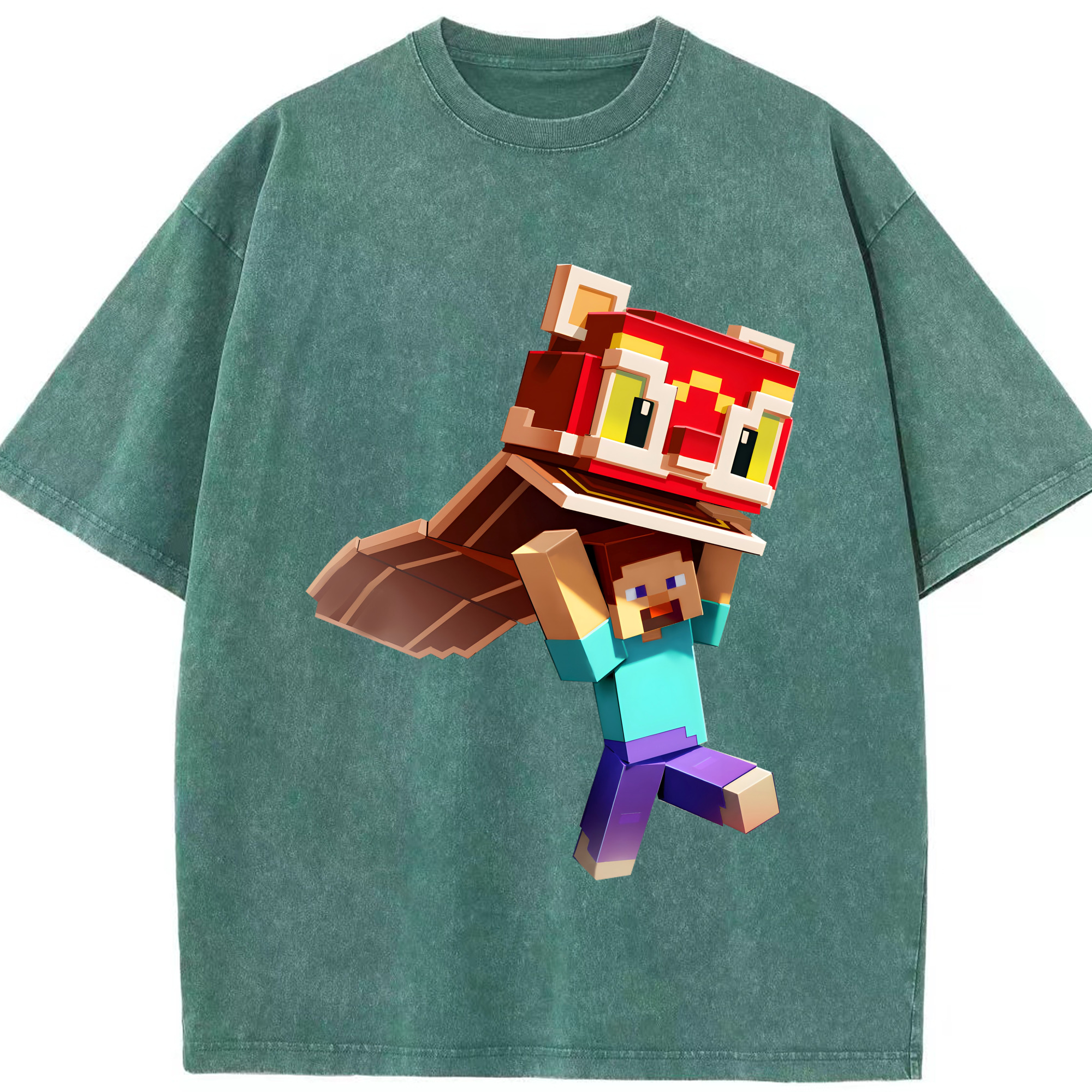 （画像用） マインクラフト ブロックの世界 Minecraft MC Block world 綿100% ヴィンテージ風 半袖Tシャツ（フロントプリント）